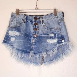 One teaspoon 4040 Denim Distressed Mini Skirt size 25